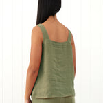 Amalfi Linen Singlet Top | Cactus-4