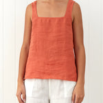 Amalfi Linen Singlet Top | Sunset-1