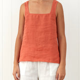 Amalfi Linen Singlet Top | Sunset-1