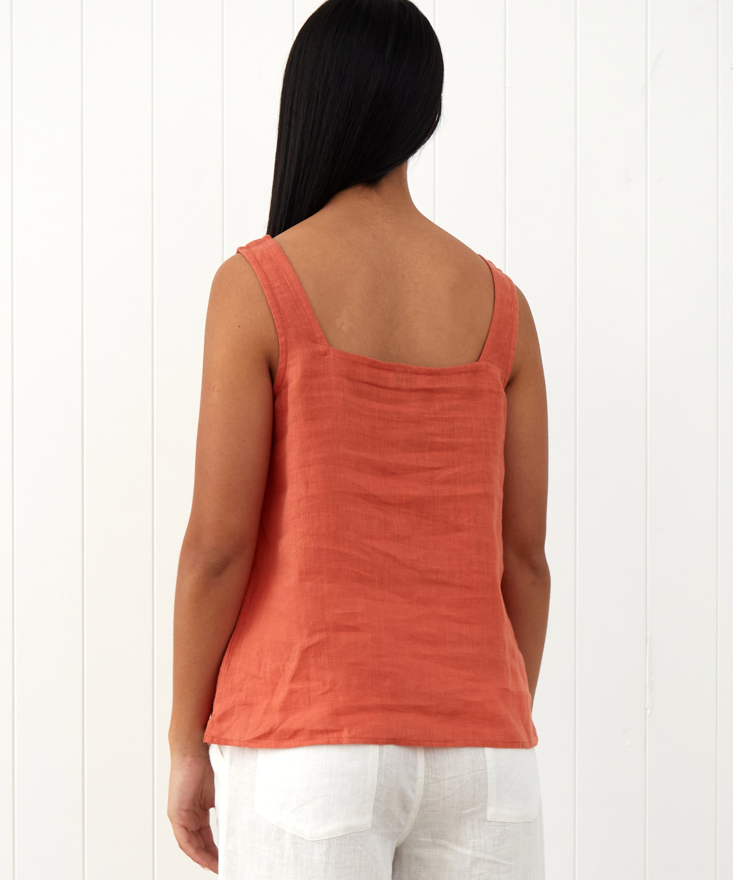 Amalfi Linen Singlet Top | Sunset-4