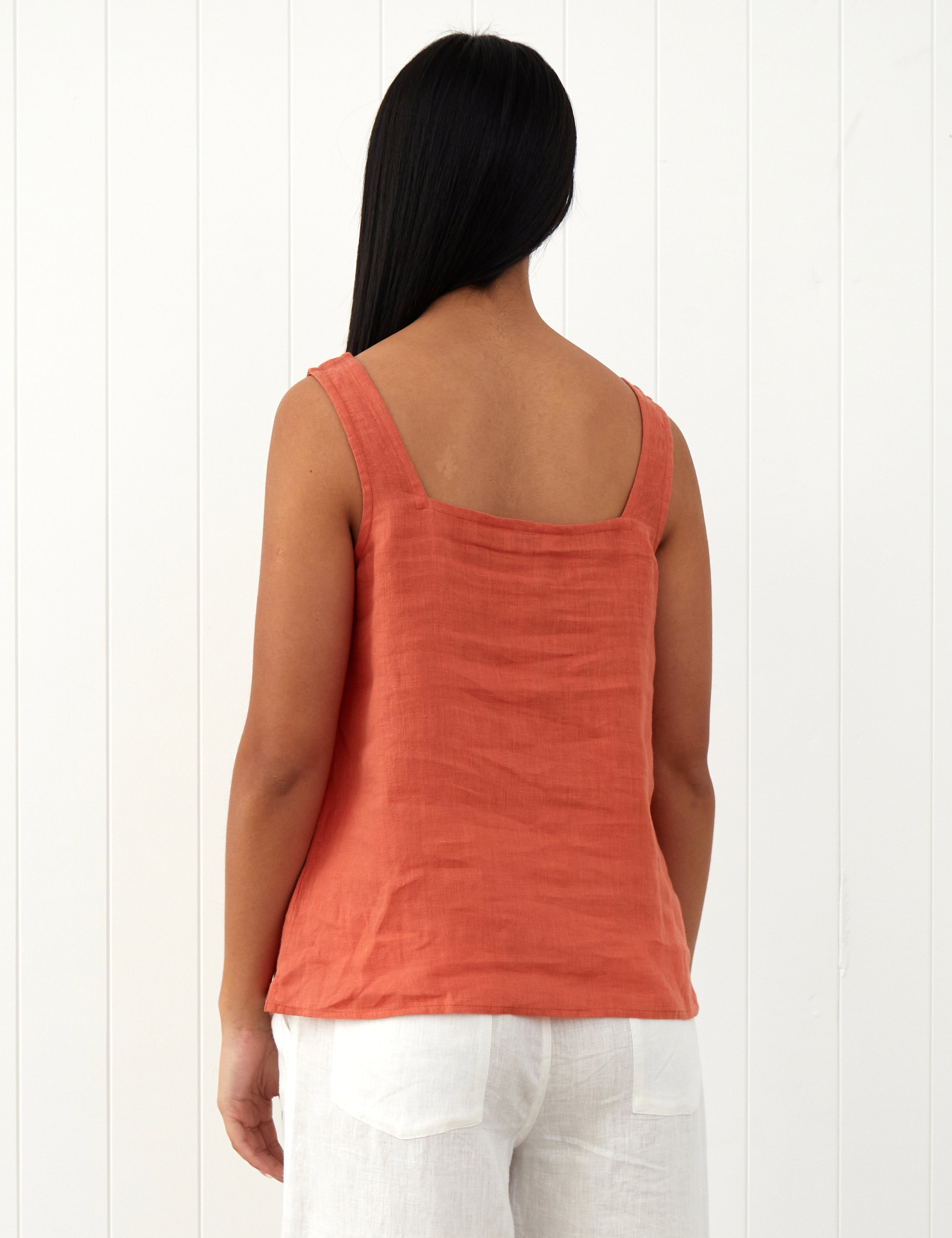 Amalfi Linen Singlet Top | Sunset-4
