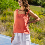 Amalfi Linen Singlet Top | Sunset-5