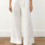 Amalfi Linen Wide Leg Pants | White-1