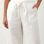 Amalfi Linen Wide Leg Pants | White-3