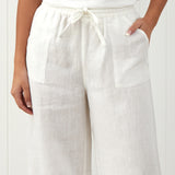 Amalfi Linen Wide Leg Pants | White-3