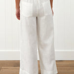 Amalfi Linen Wide Leg Pants | White-4