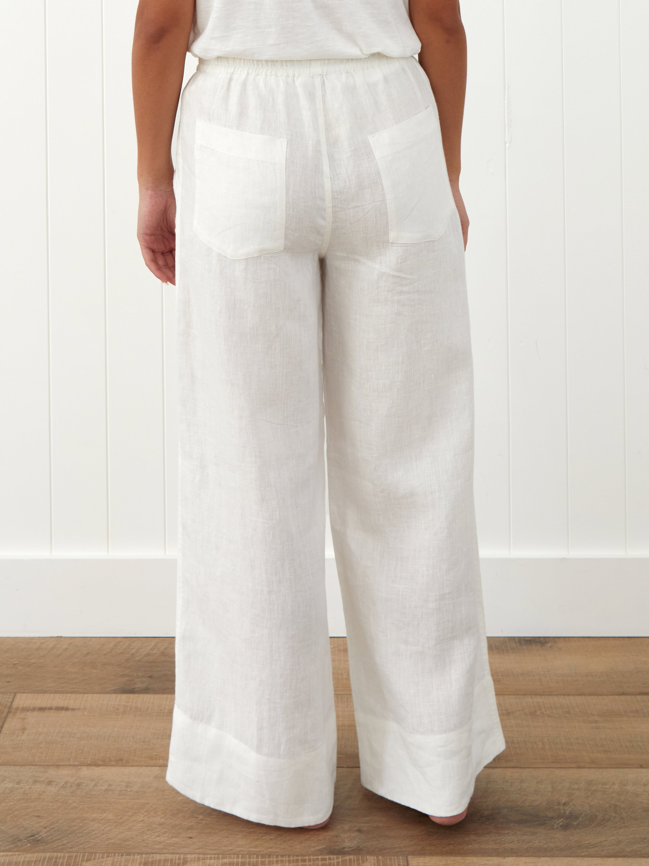Amalfi Linen Wide Leg Pants | White-4
