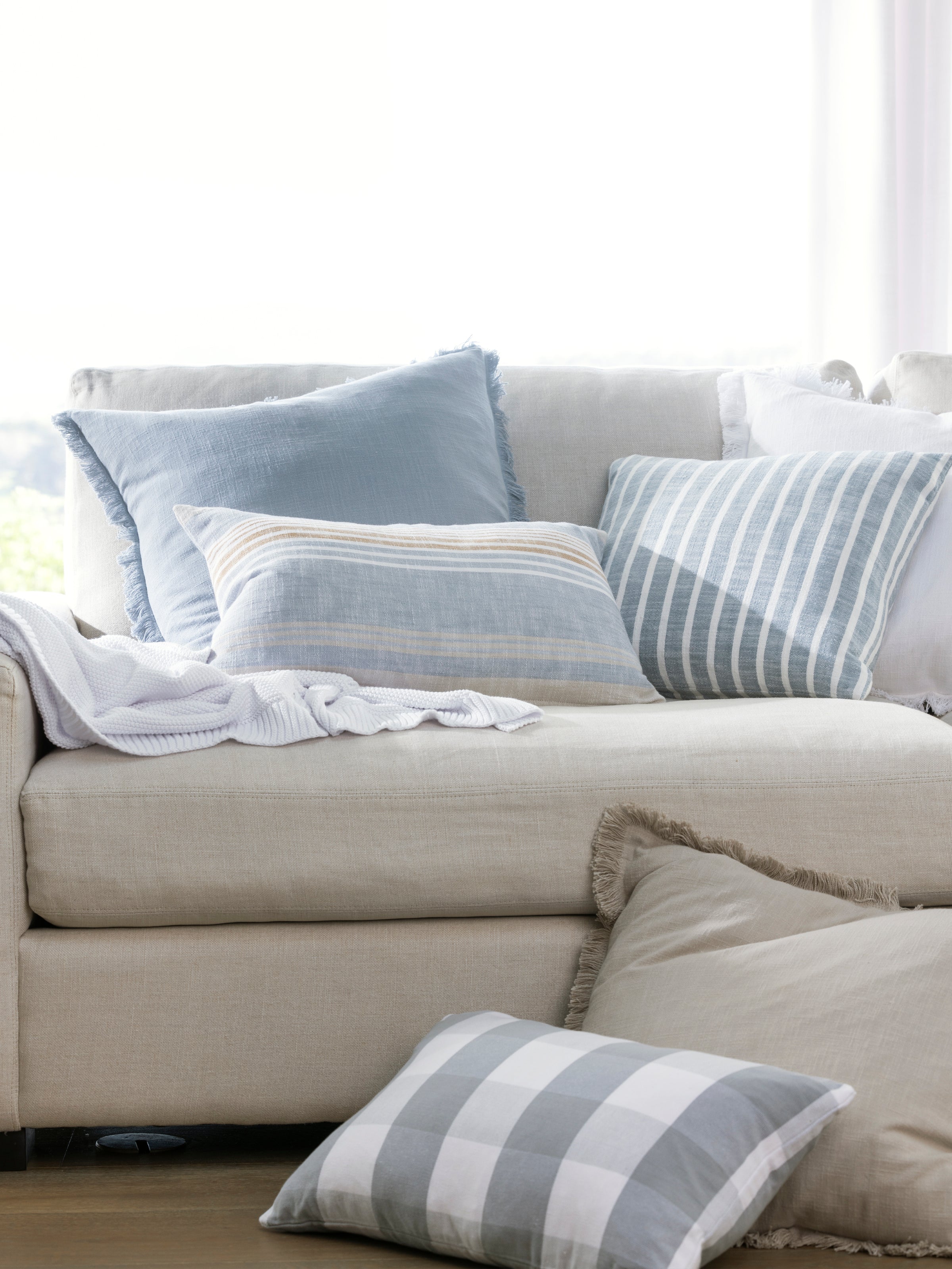 Anderson Square Cushion Cover | Mineral Blue Stripe-2
