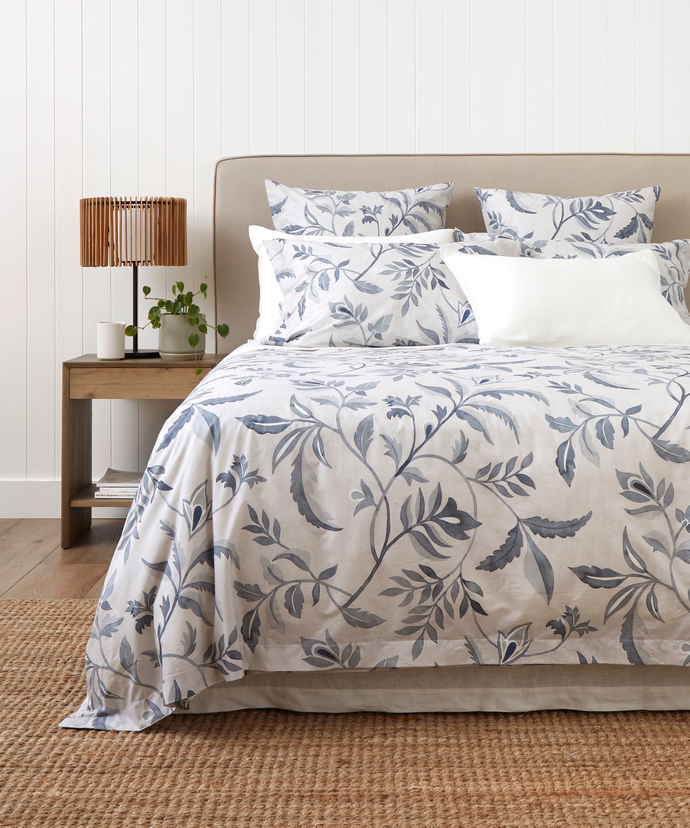 Antoinette Duvet Cover Set | Blue Leaf-1