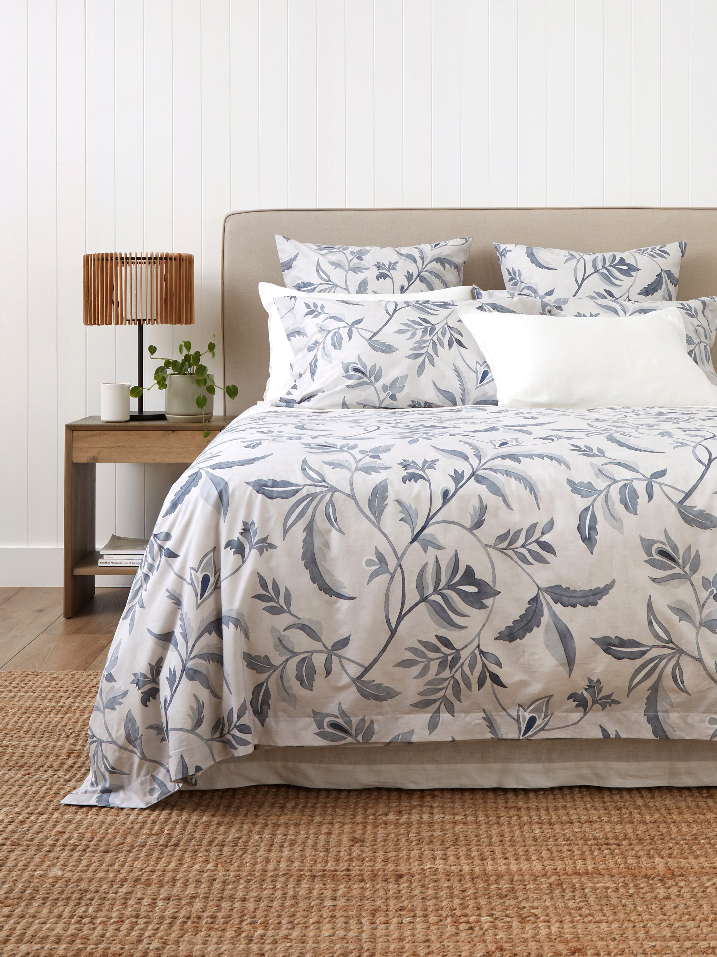 Antoinette Duvet Cover Set | Blue Leaf-1