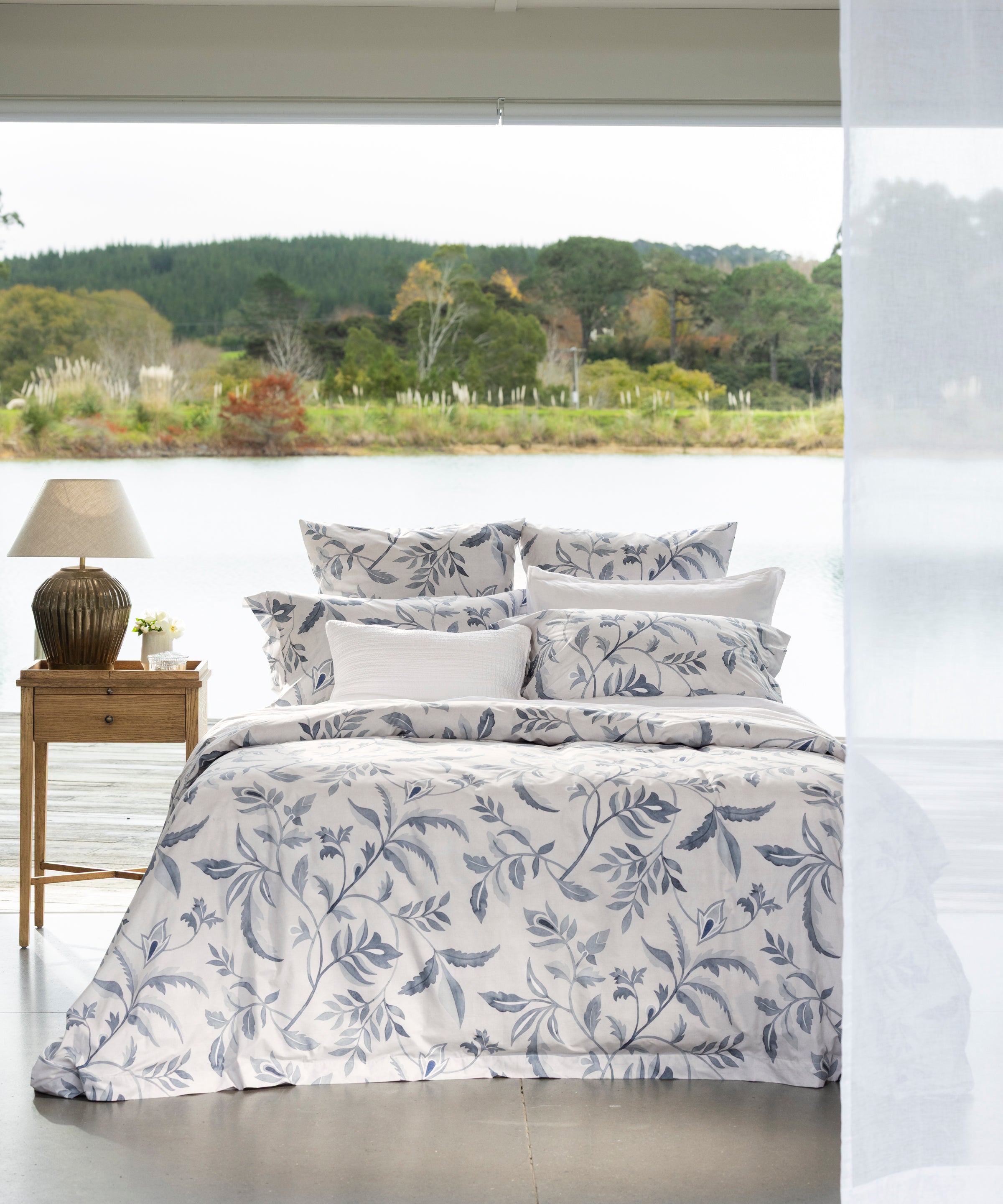 Antoinette Duvet Cover Set | Blue Leaf-5
