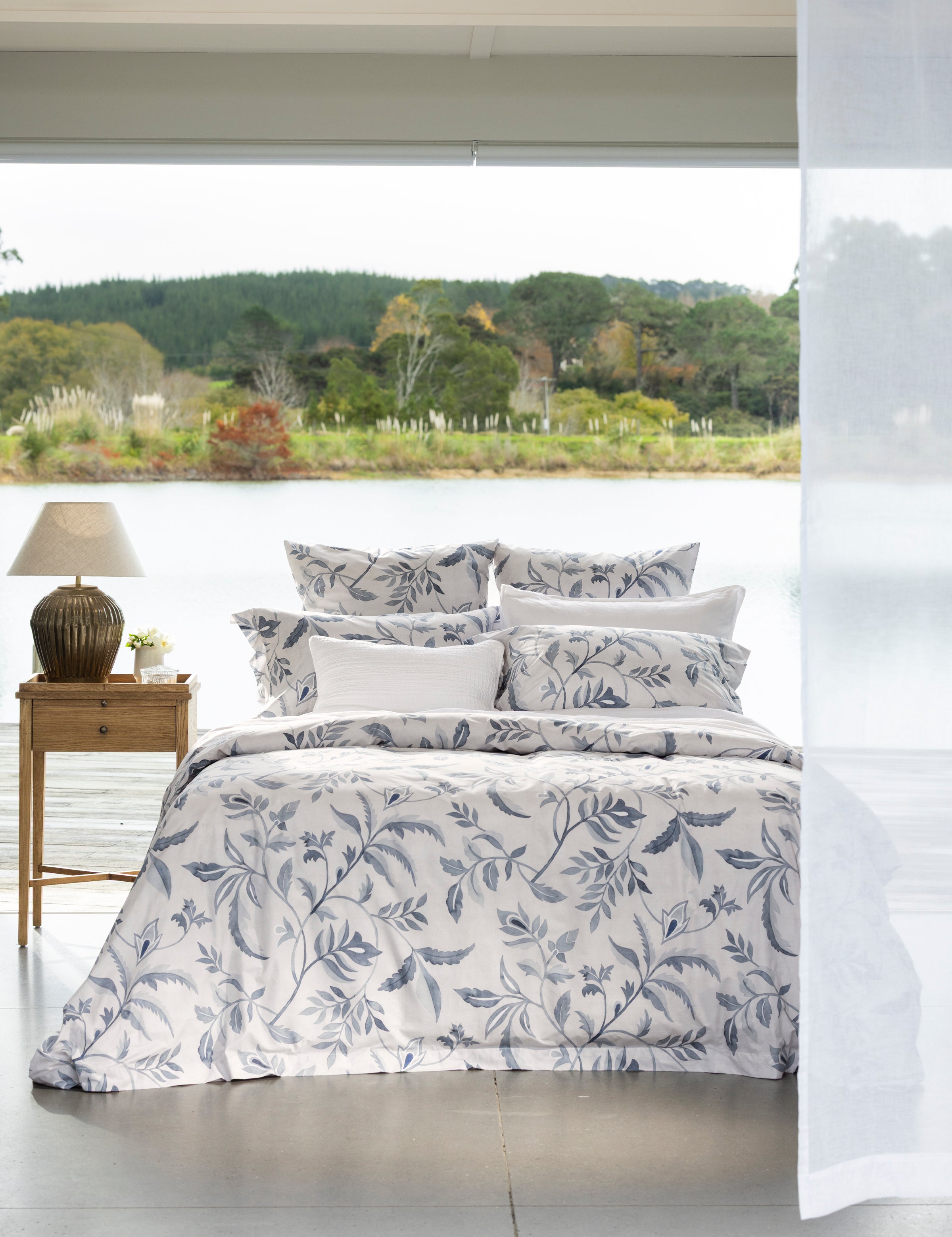 Antoinette Duvet Cover Set | Blue Leaf-5