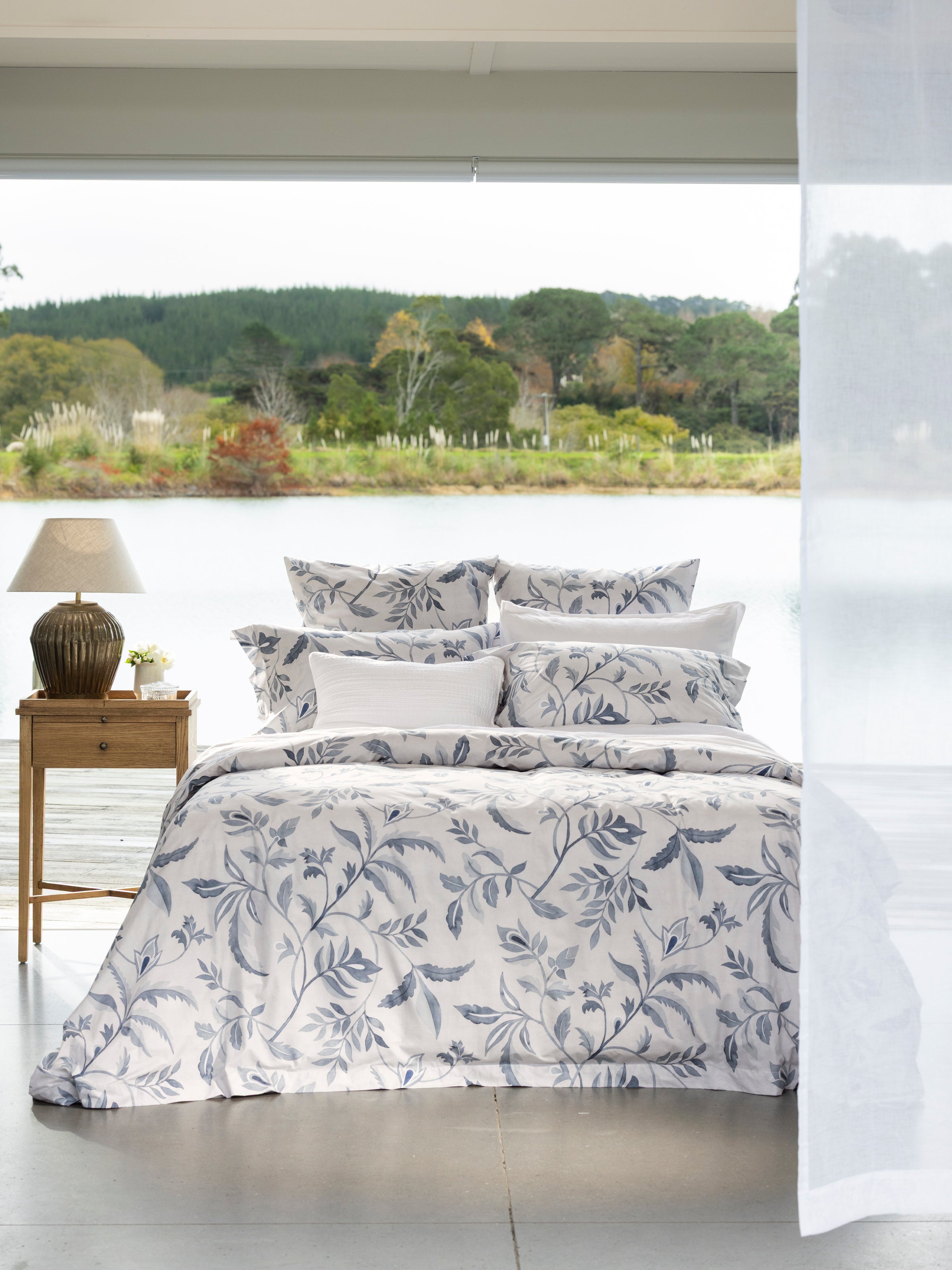 Antoinette Duvet Cover Set | Blue Leaf-5