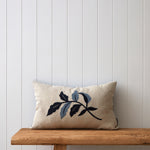 Antoinette Embroidery Rectangle Cushion Cover | Blue Leaf-1