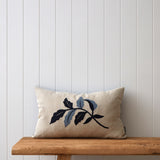 Antoinette Embroidery Rectangle Cushion Cover | Blue Leaf-1