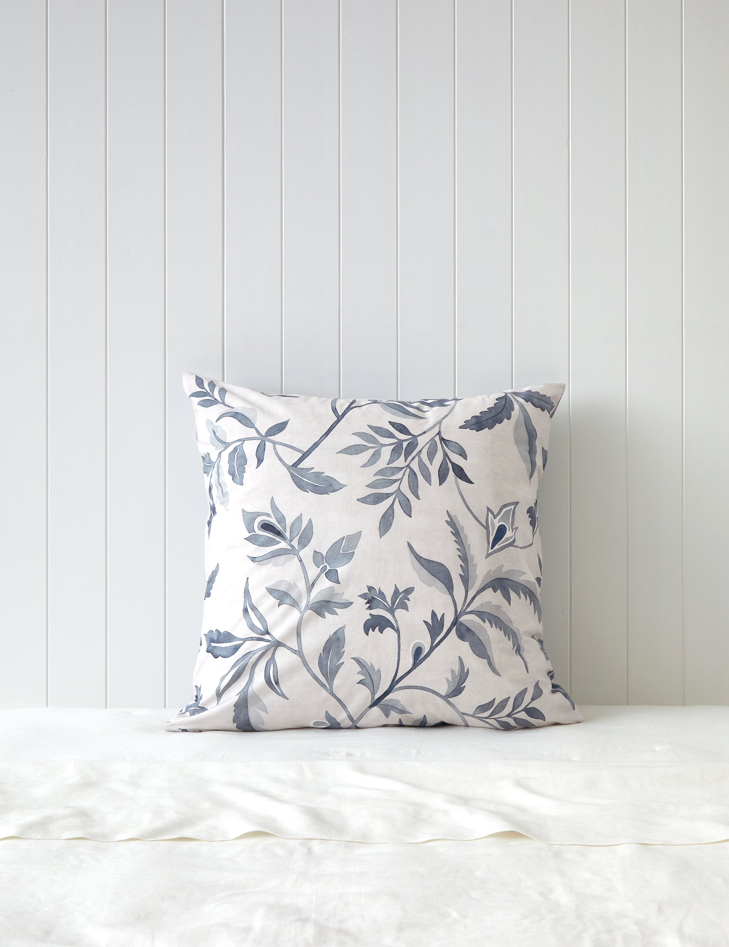 Antoinette European Pillowcase | Blue Leaf-1