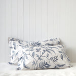 Antoinette Oxford Pillowcase Set | Blue Leaf-1