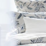 Antoinette Oxford Pillowcase Set | Blue Leaf-2