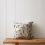 Antoinette Square Cushion Cover | Blue Leaf-1