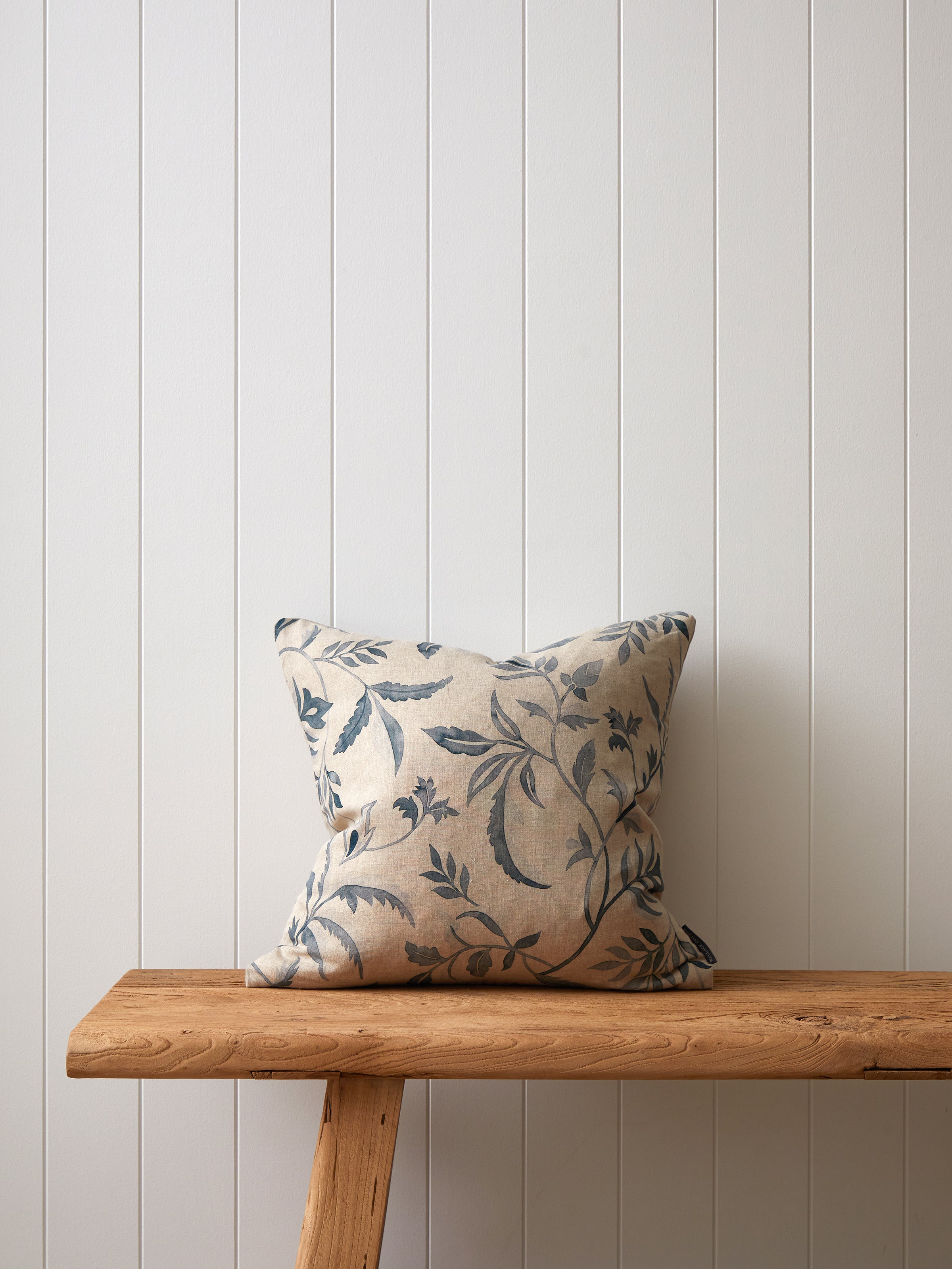 Antoinette Square Cushion Cover | Blue Leaf-1