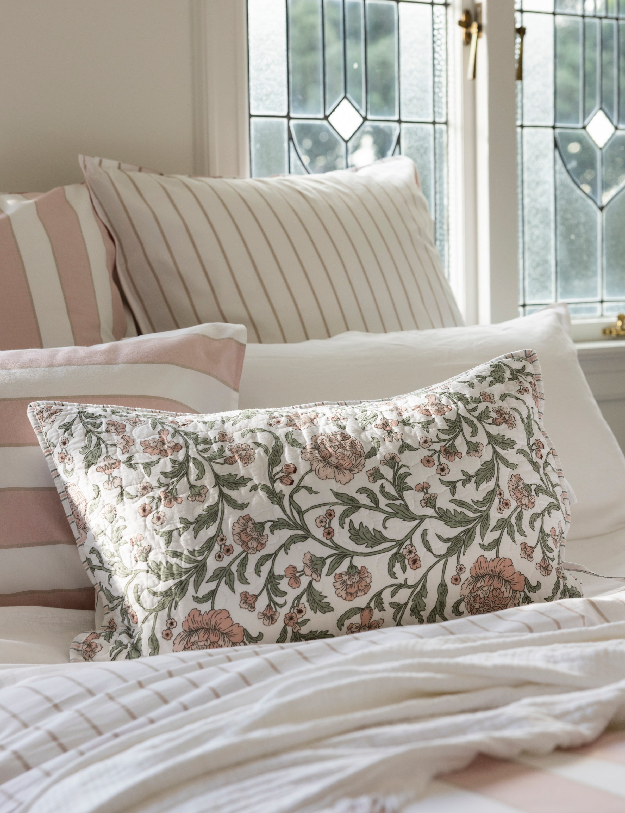 Arabella Quilted Rectangle Cushion Cover | Floral-2
