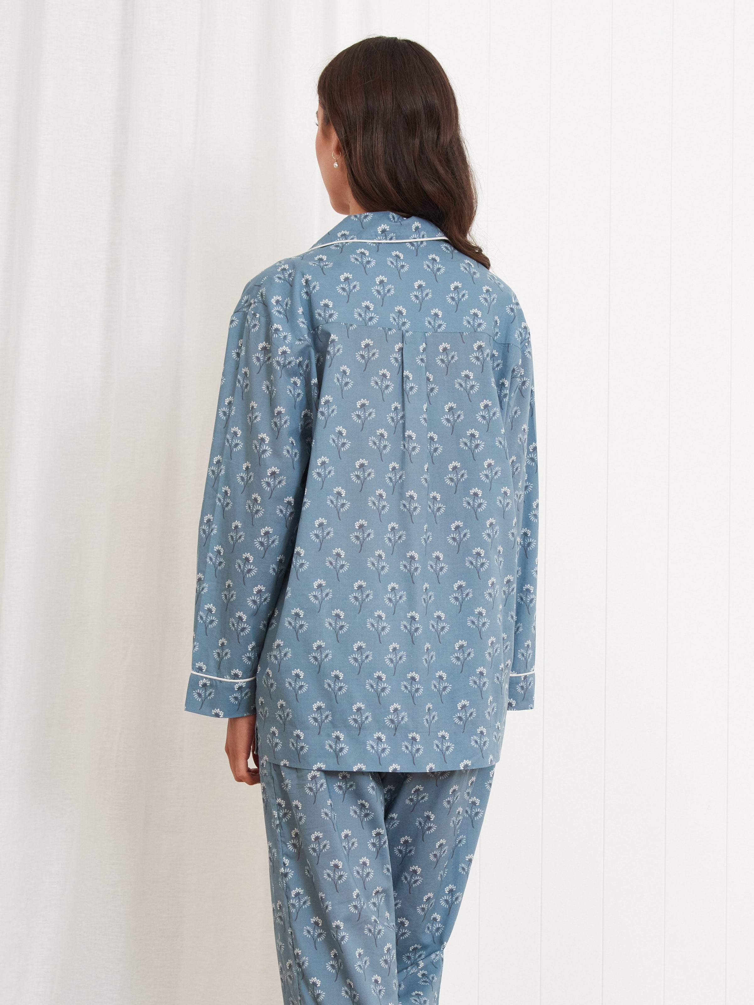 Aria Long Sleeve PJ Shirt | Blue-4