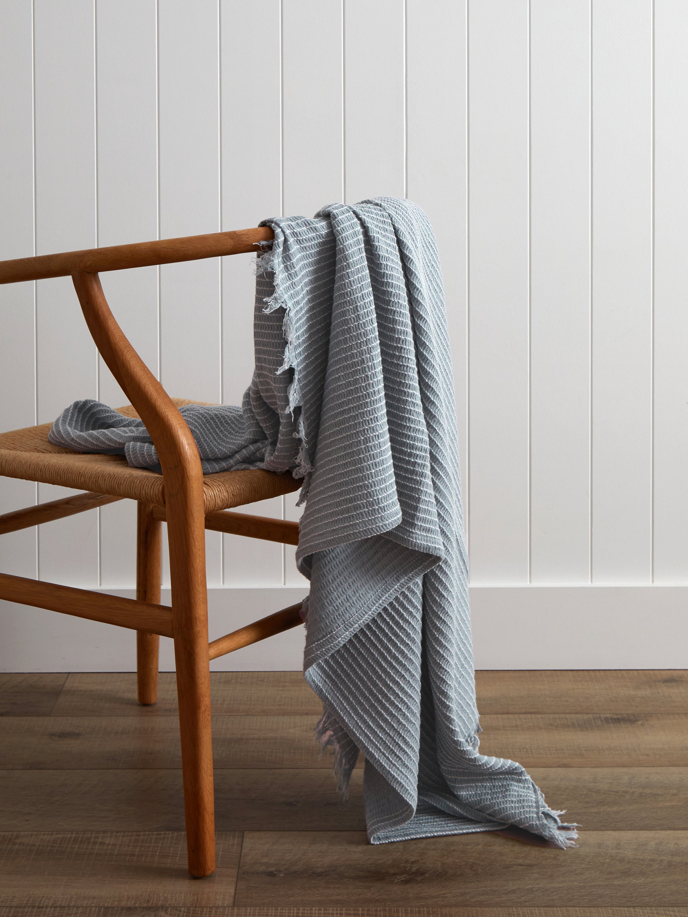 Athens Waffle Throw | Blue White-1
