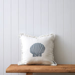 Atlantis Embroidered Square Cushion Cover | Blue White-1