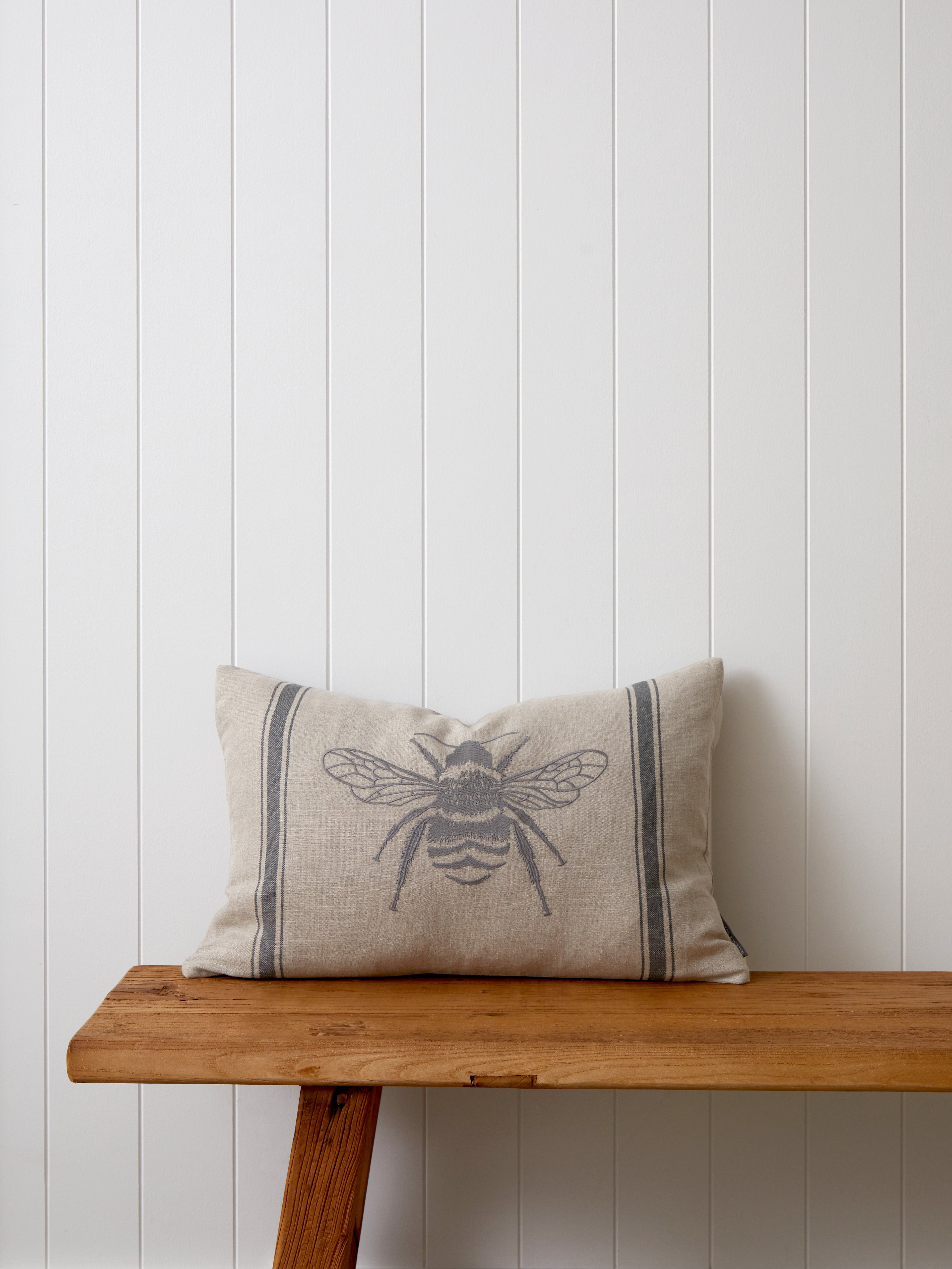 Attenborough Embroidered Rectangle Cushion Cover | Charcoal-1