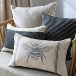 Attenborough Embroidered Rectangle Cushion Cover | Charcoal-2