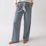 August Organic Cotton Knit PJ Pants | Blue Gingham-1