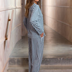 August Organic Cotton Knit PJ Pants | Blue Gingham-3