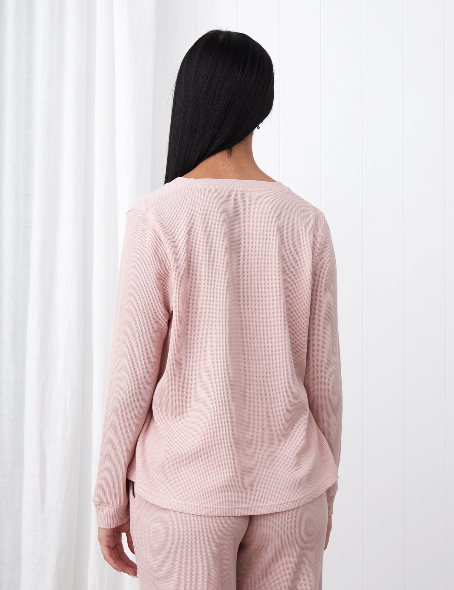 Balance Waffle Knit Long Sleeve Tee | Blush-4