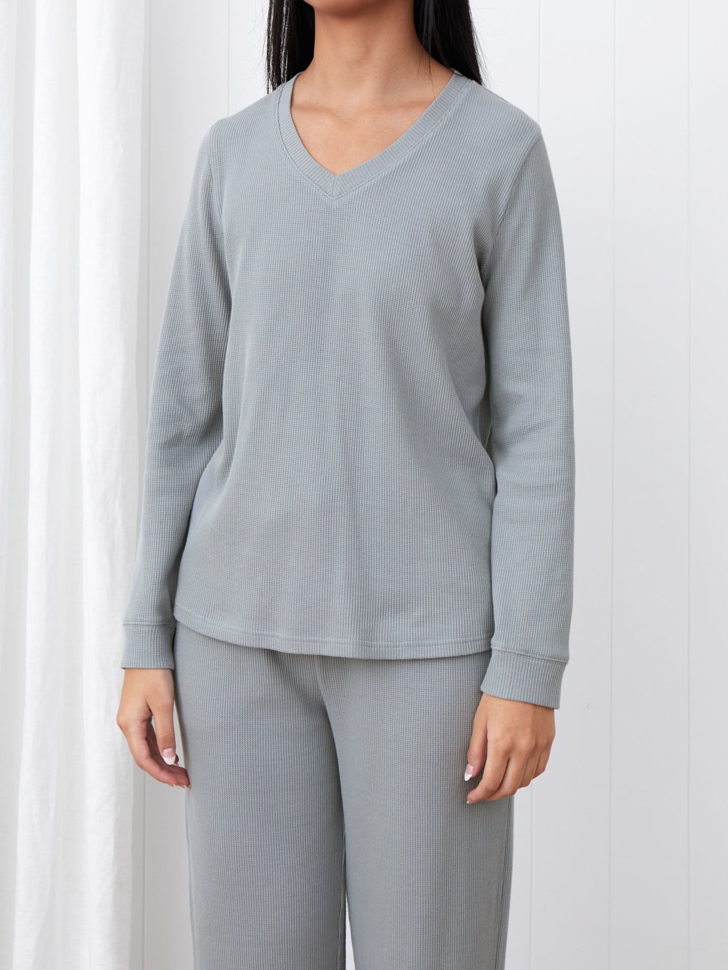 Balance Waffle Knit Long Sleeve Tee | Mist-1