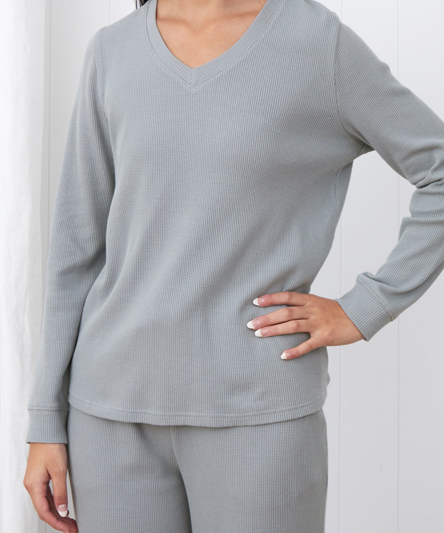 Balance Waffle Knit Long Sleeve Tee | Mist-3