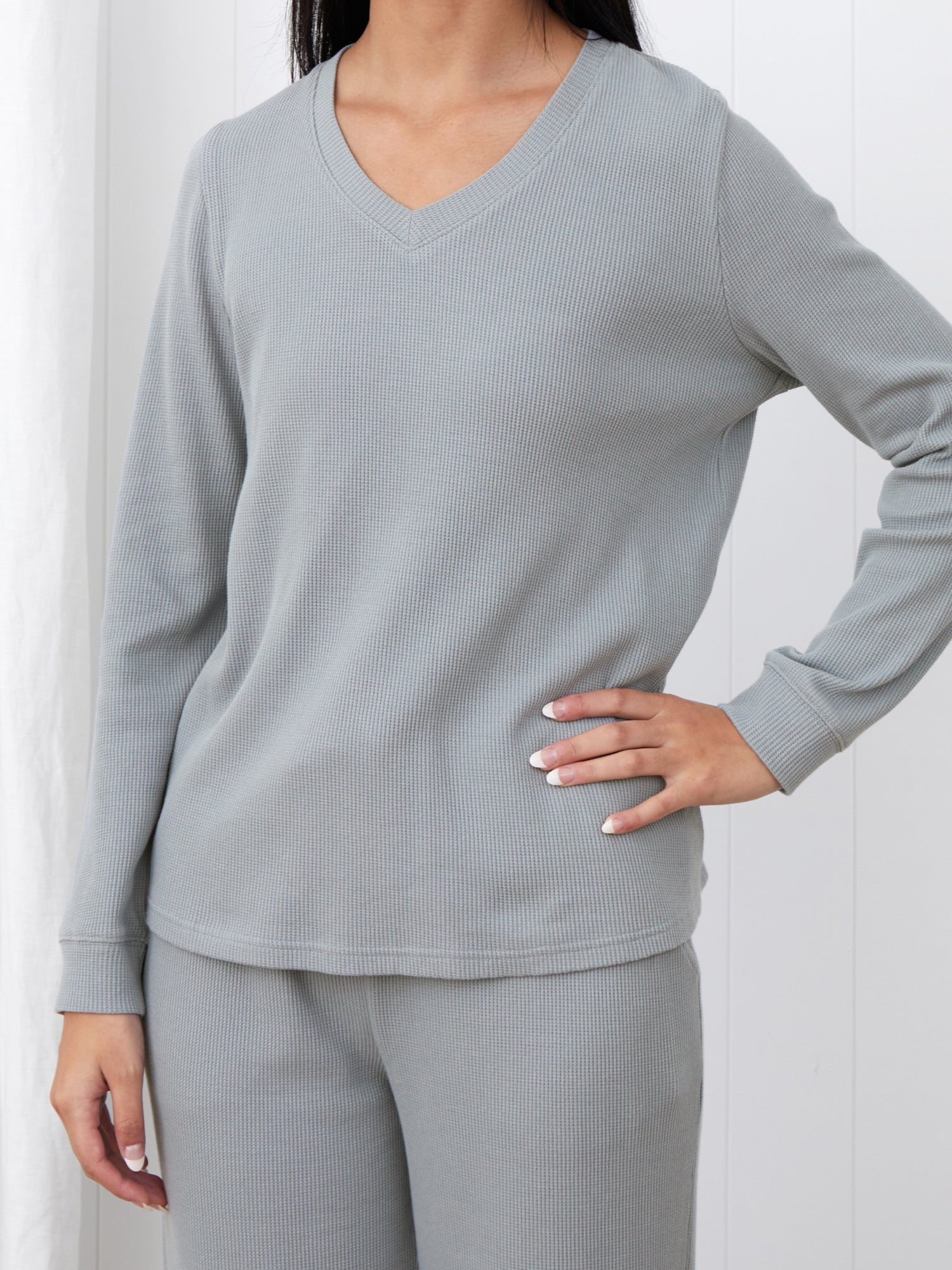 Balance Waffle Knit Long Sleeve Tee | Mist-3