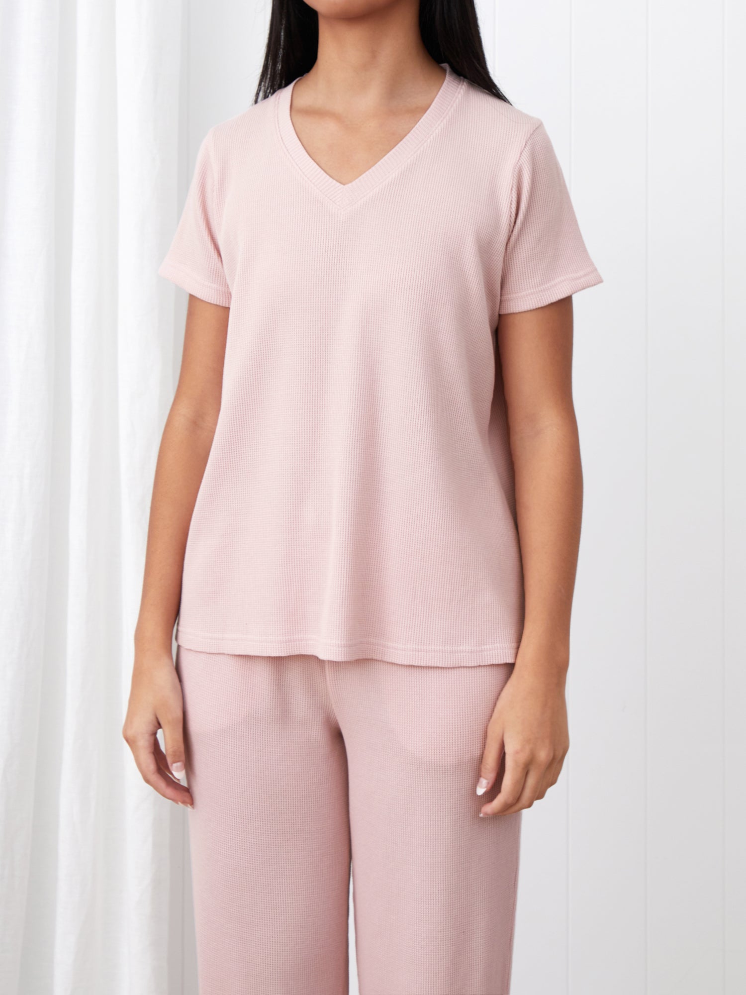 Balance Waffle Knit Tee Shirt | Blush-1