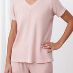Balance Waffle Knit Tee Shirt | Blush-3