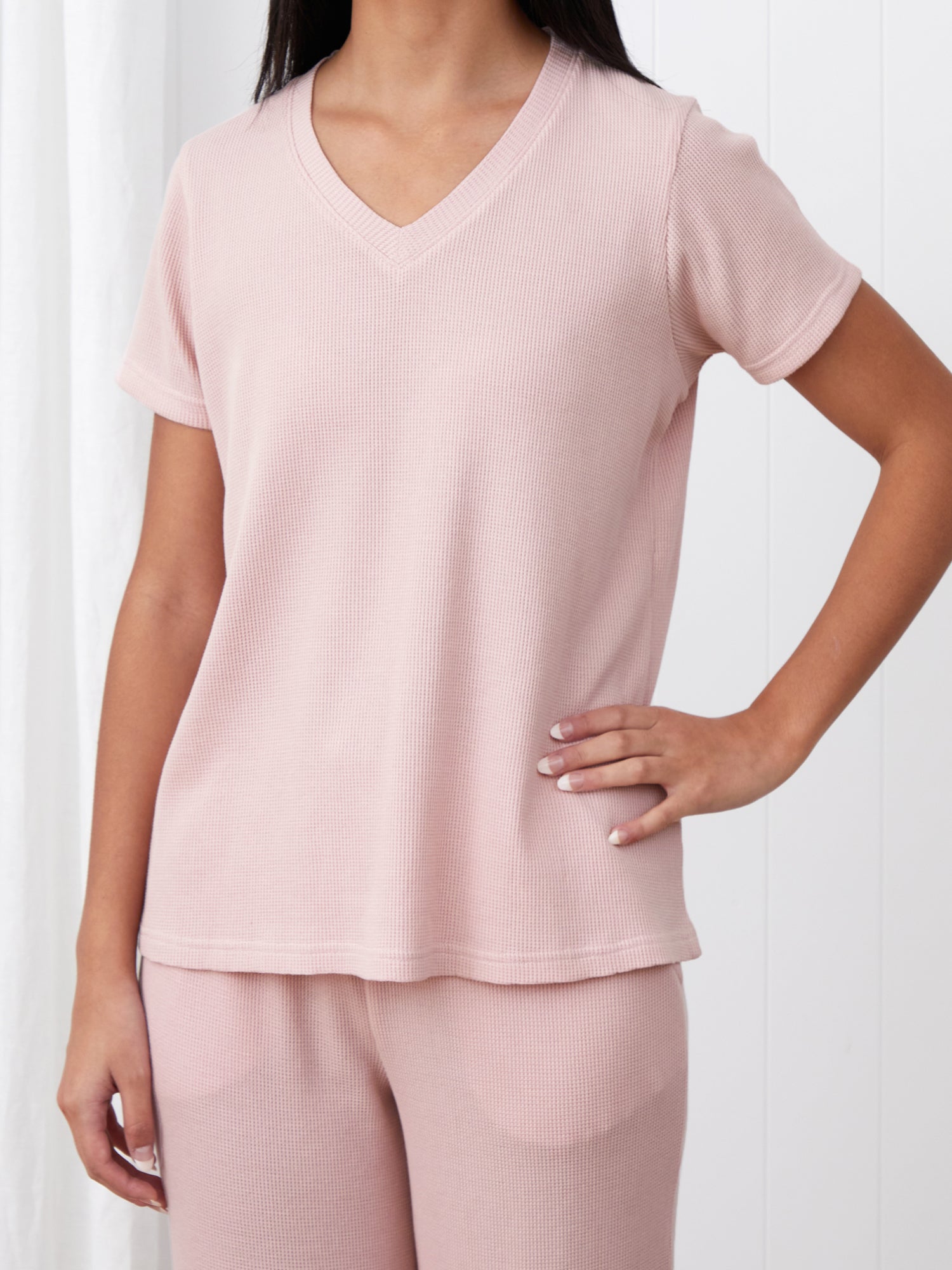 Balance Waffle Knit Tee Shirt | Blush-3