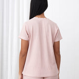 Balance Waffle Knit Tee Shirt | Blush-4