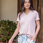 Balance Waffle Knit Tee Shirt | Blush-5