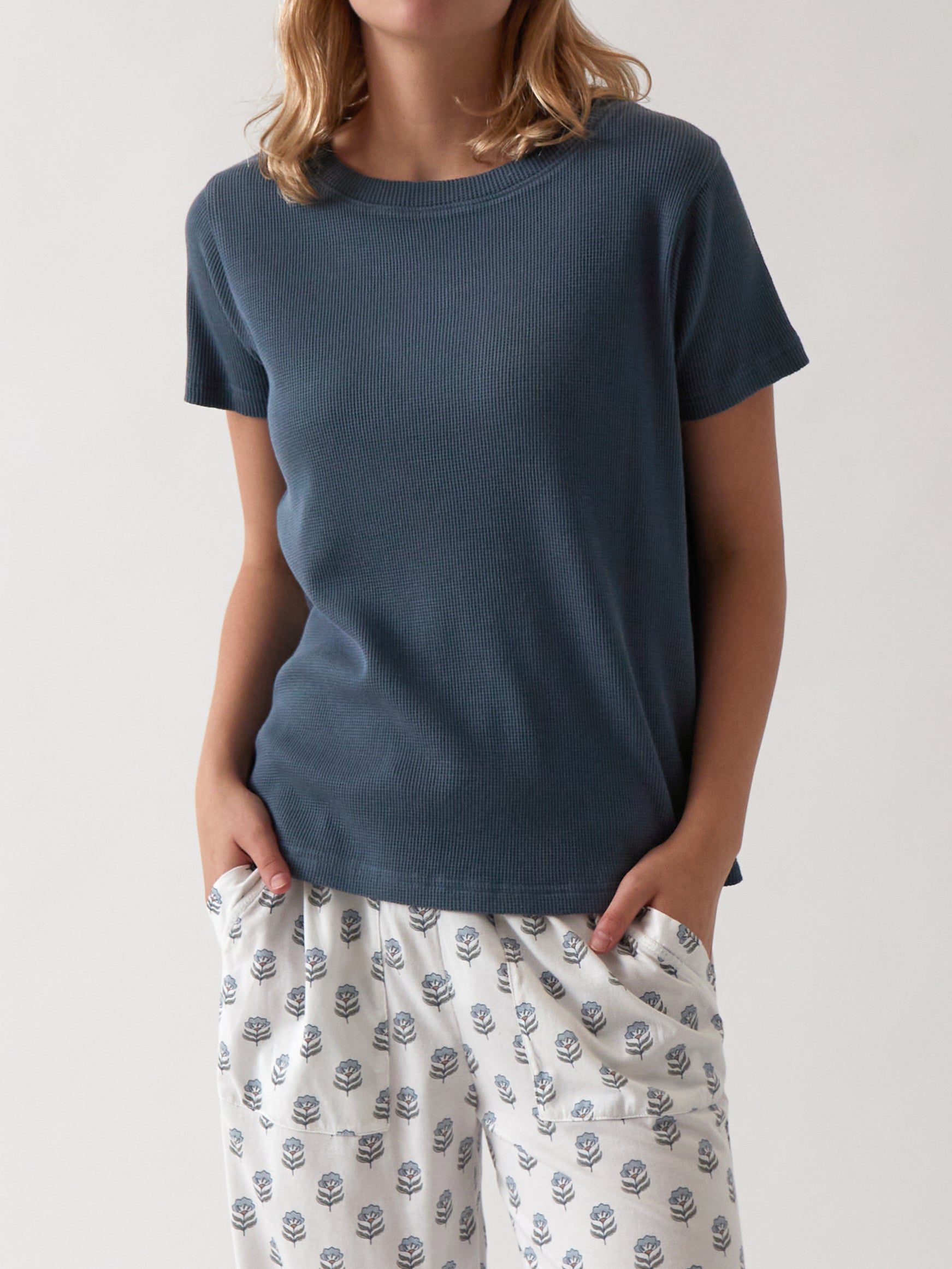 Balance Waffle Knit Tee Shirt | Navy-1