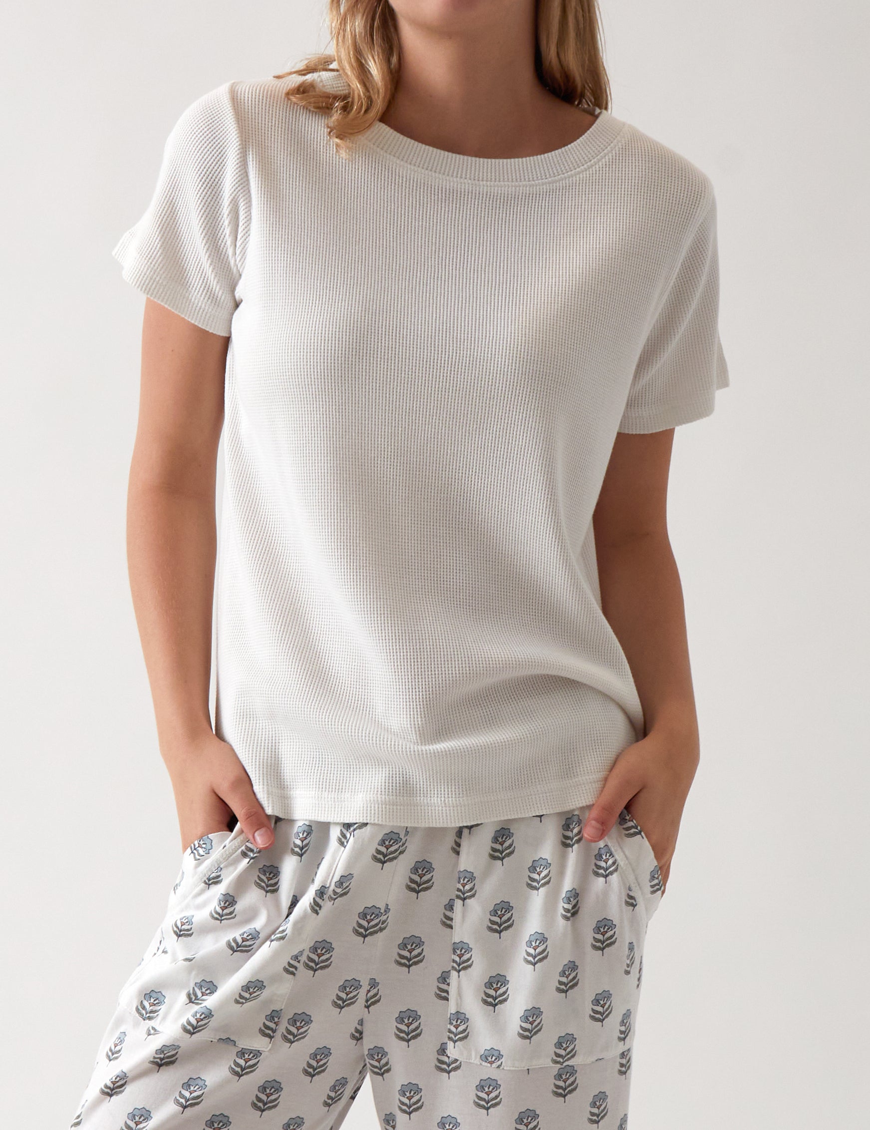 Balance Waffle Knit Tee Shirt | White-1