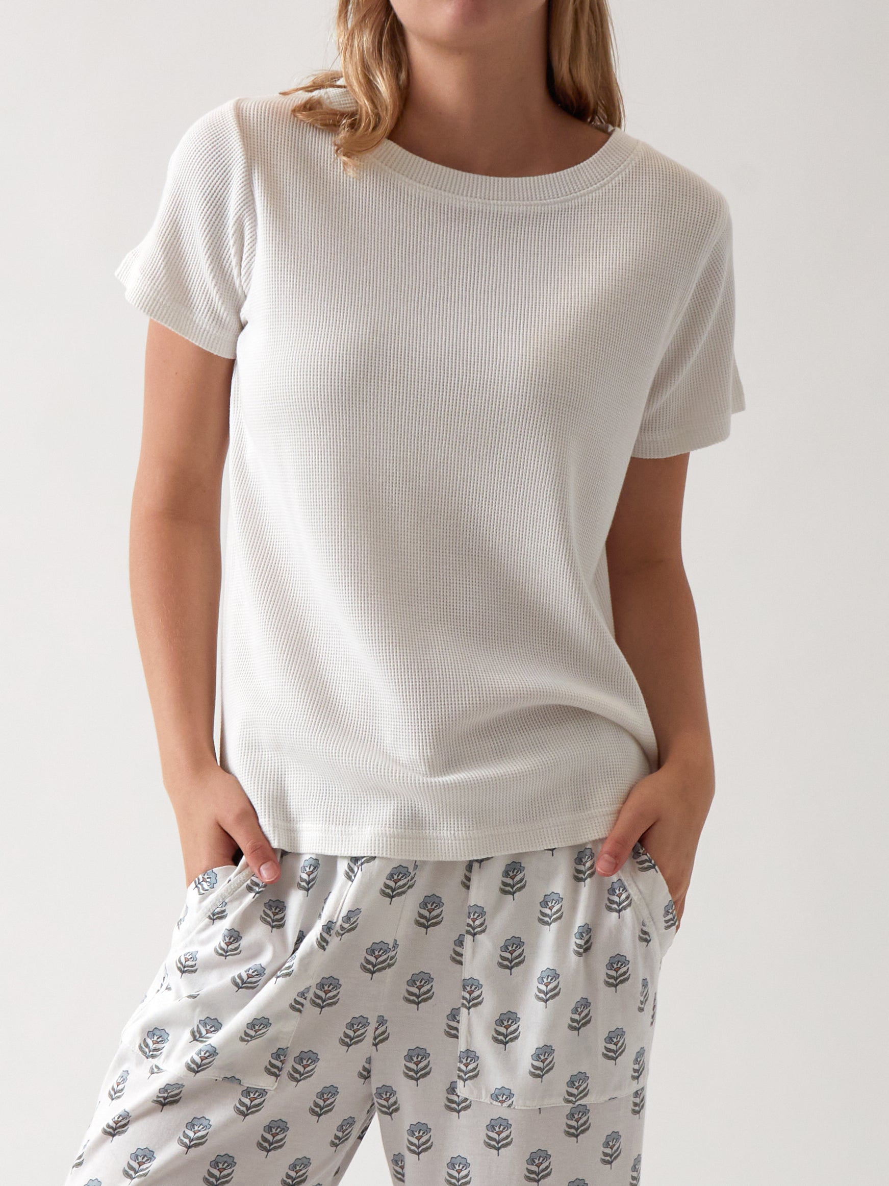 Balance Waffle Knit Tee Shirt | White-1