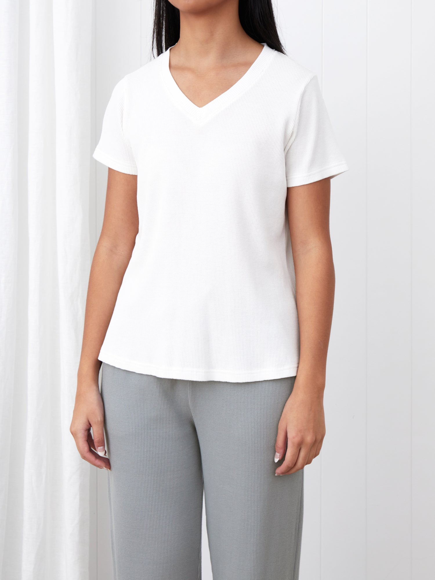 Balance Waffle Knit Tee Shirt | White-1