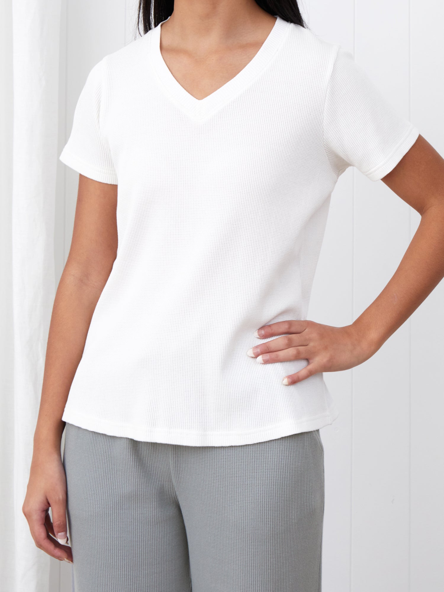 Balance Waffle Knit Tee Shirt | White-3