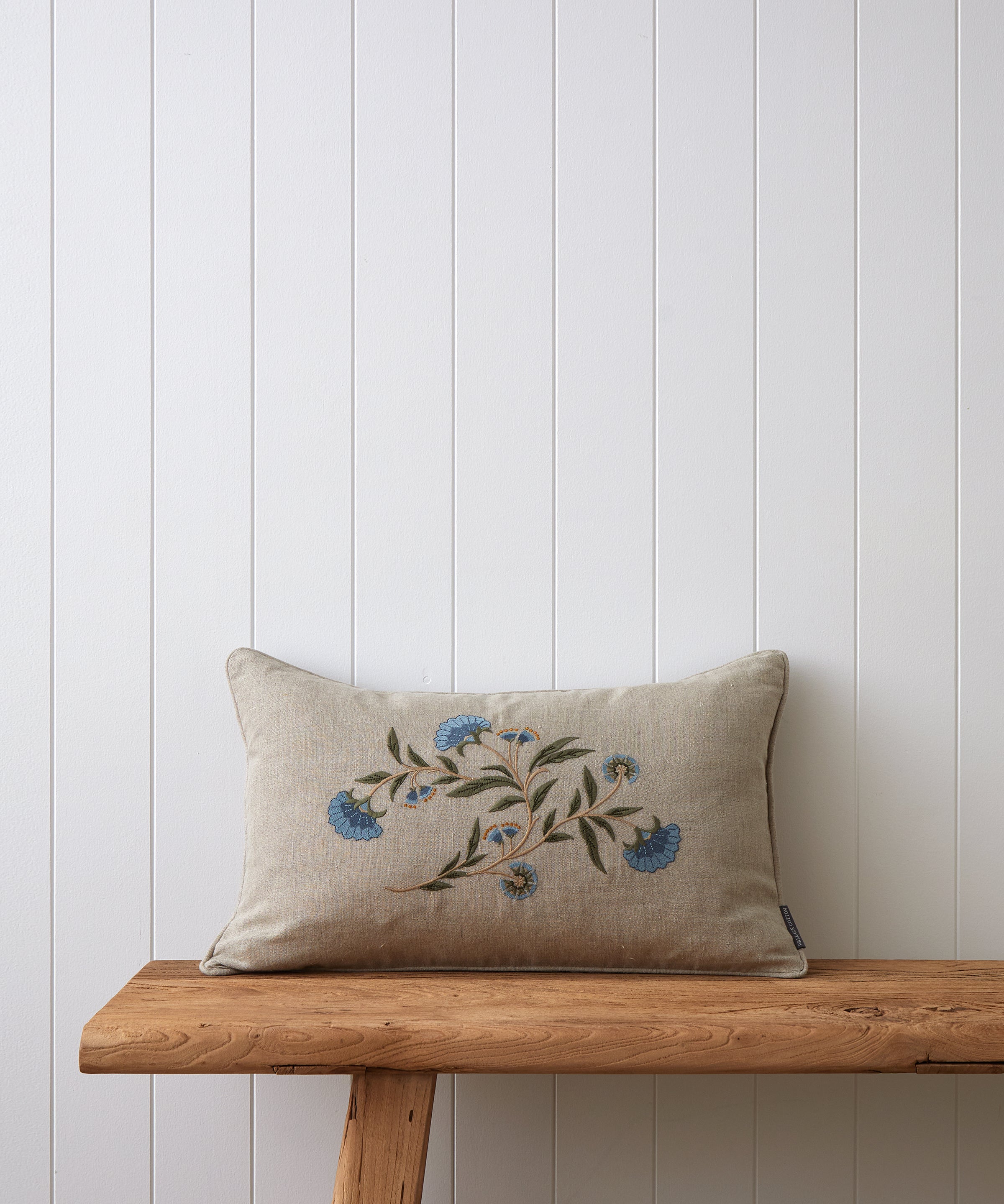 Ballad Embroidered Rectangle Cushion Cover | Natural-1