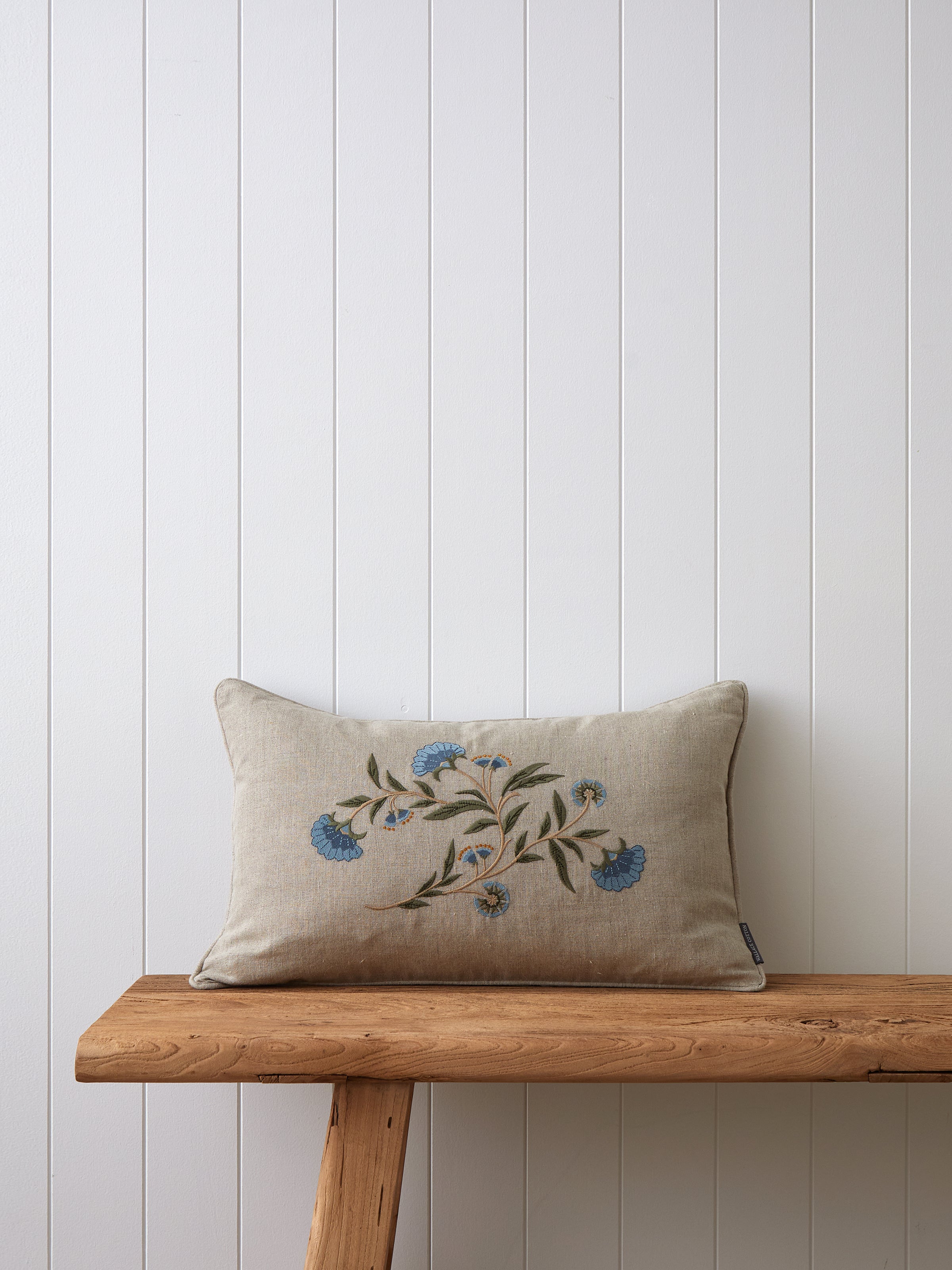 Ballad Embroidered Rectangle Cushion Cover | Natural-1