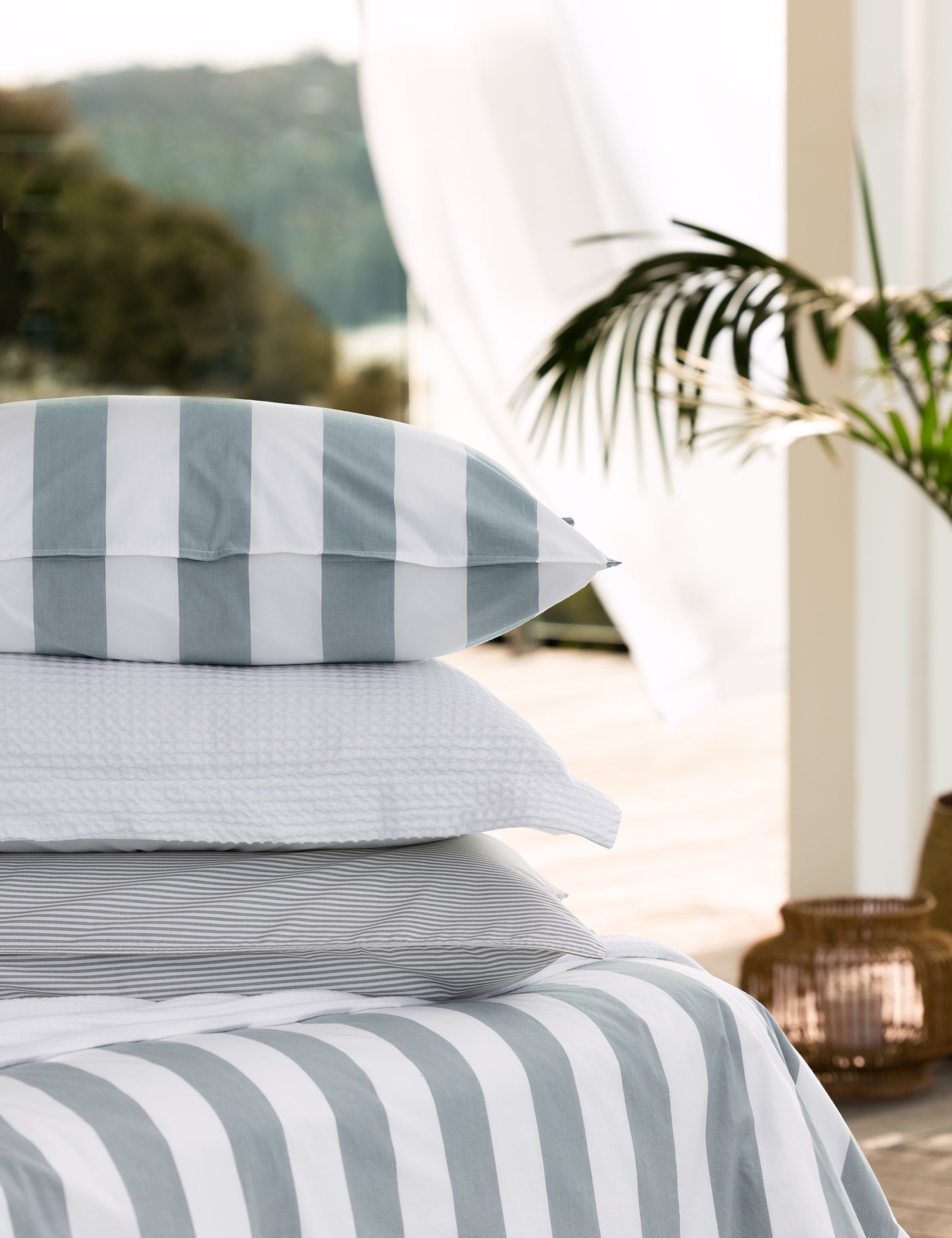 Bayside Standard Pillowcase Set | Blue Stripe-2