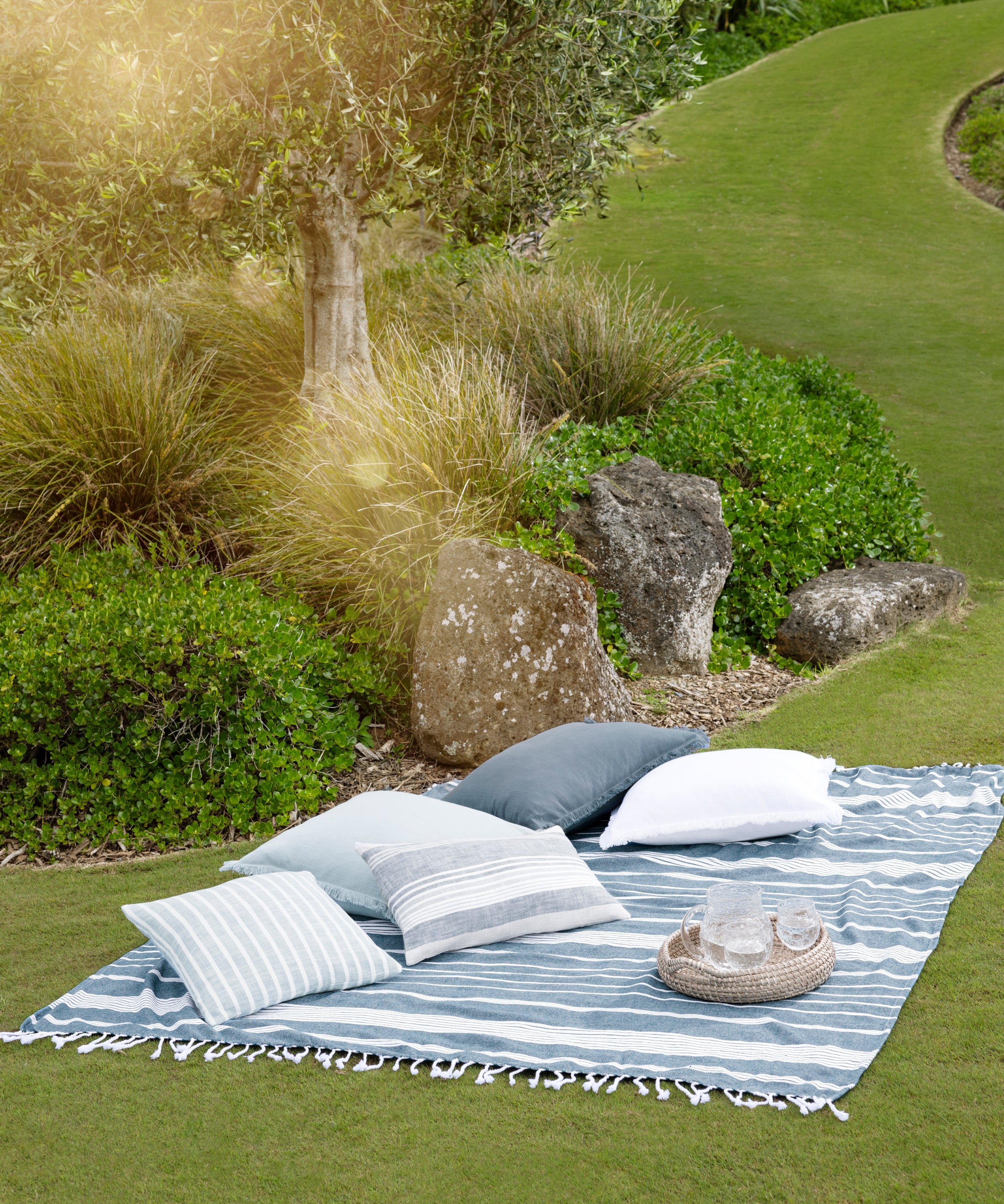 Beach Blanket | Blue Stripe-2